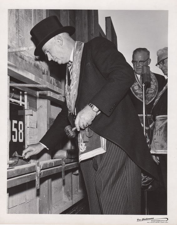 2 San Bernardino California Masonic history cornerstone A.D.1958