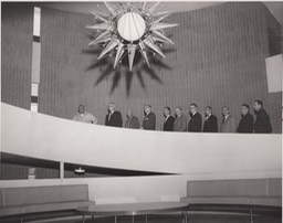 Circular ramp to the second floor of San Bernardino Masonic Temple 1959