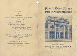 Ladies night san Bernardino California Phoenix lodge Number 178 A.L.5914 _ A.D.1914 5