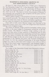 Phoenix Lodge 178  100 years of Freemasonry October 20, 1865-1965 San Bernardino California 11