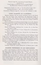 Phoenix Lodge 178  100 years of Freemasonry October 20, 1865-1965 San Bernardino California 3
