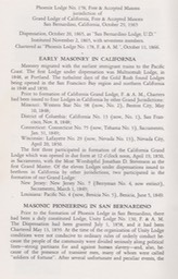 Phoenix Lodge 178  100 years of Freemasonry October 20, 1865-1965 San Bernardino California 3