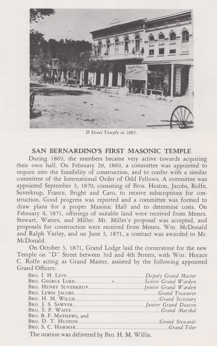 Phoenix Lodge 178  100 years of Freemasonry October 20, 1865-1965 San Bernardino California 6